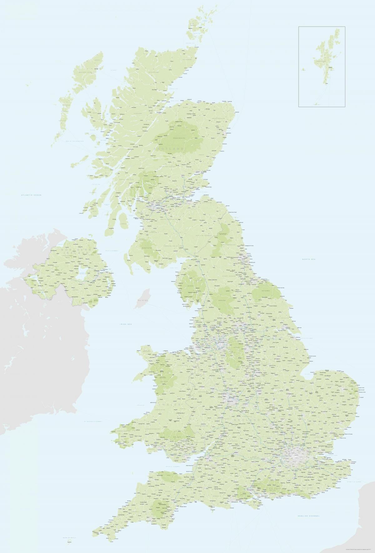 Duża mapa Zjednoczonego Królestwa (UK)