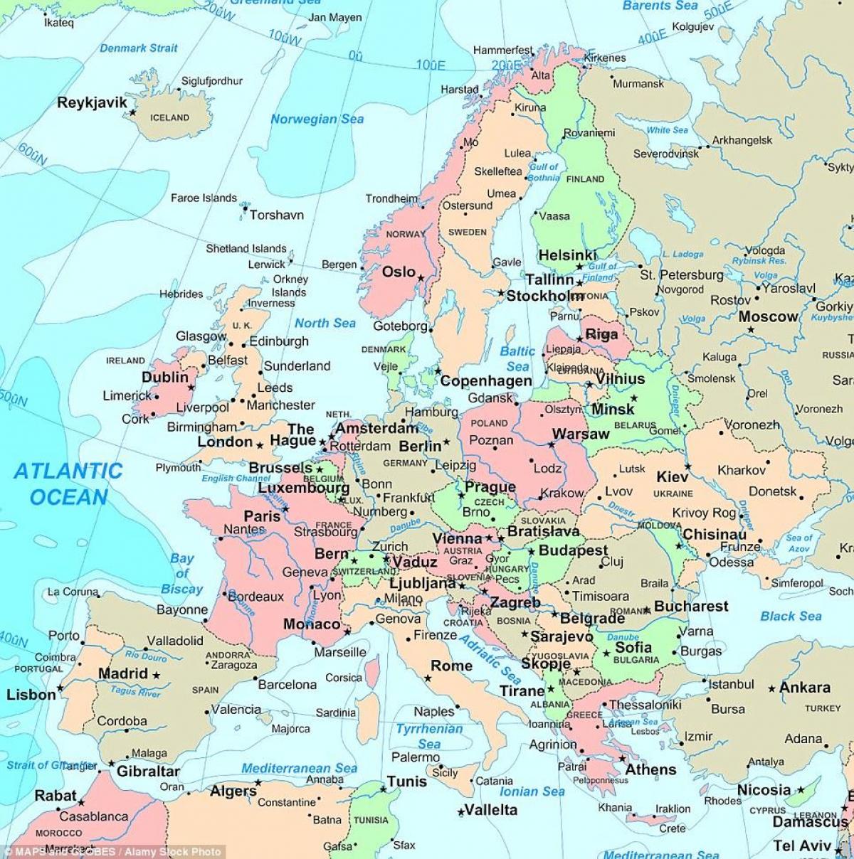 Mapa Zjednoczonego Królestwa (UK) i krajów przygranicznych