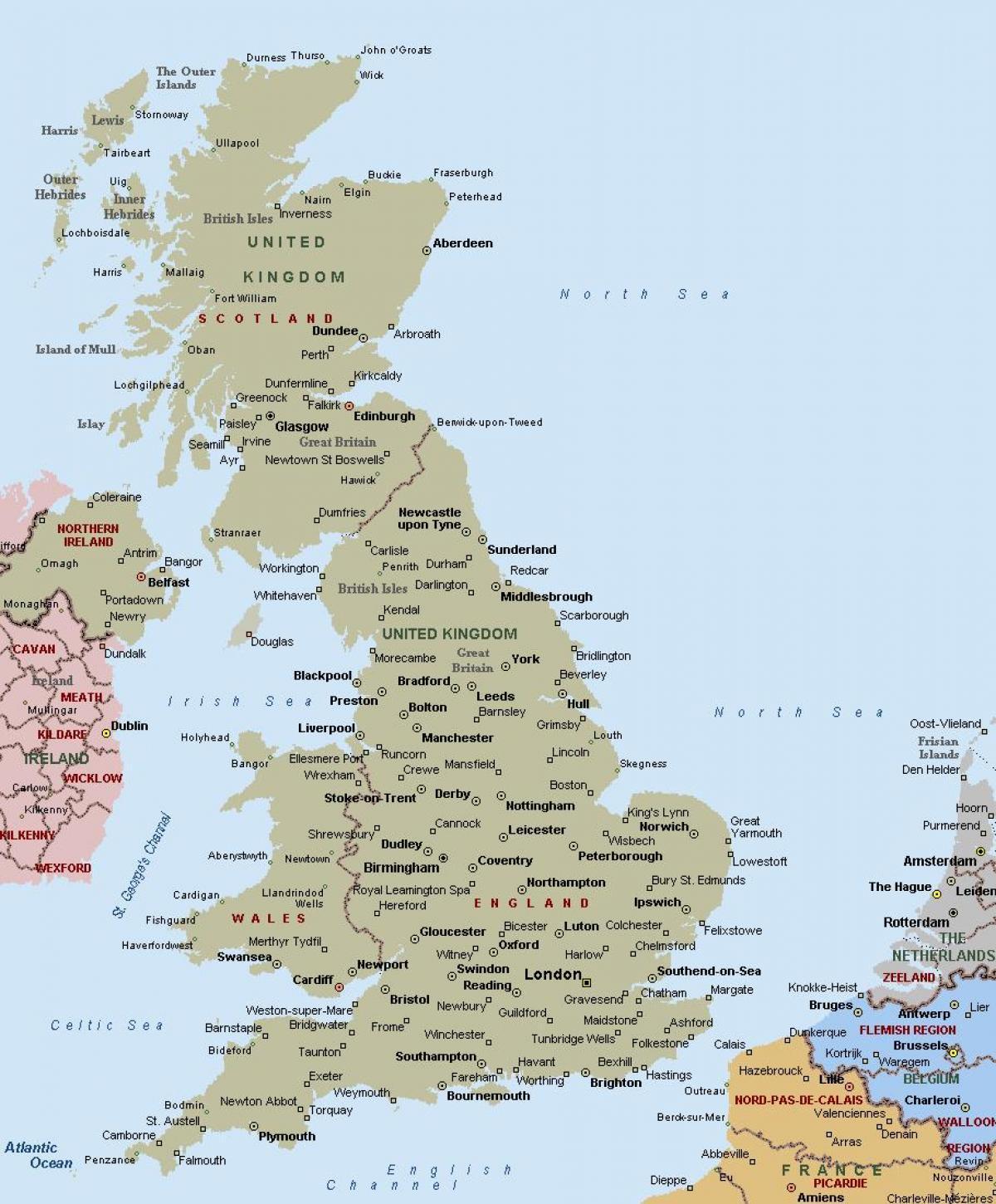 Mapa miasta Zjednoczonego Królestwa (UK)
