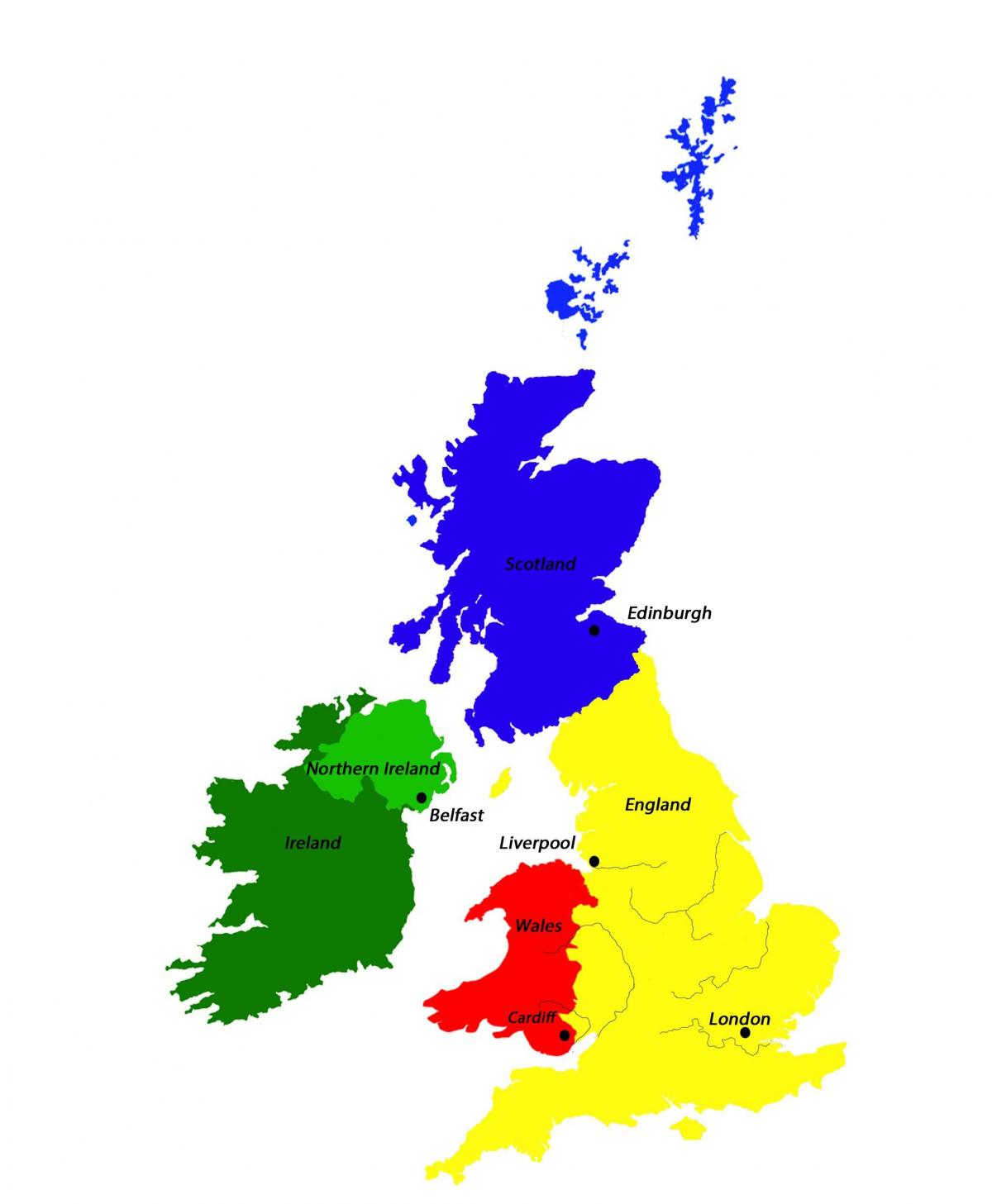 Mapa kapitałowa Zjednoczonego Królestwa (UK)