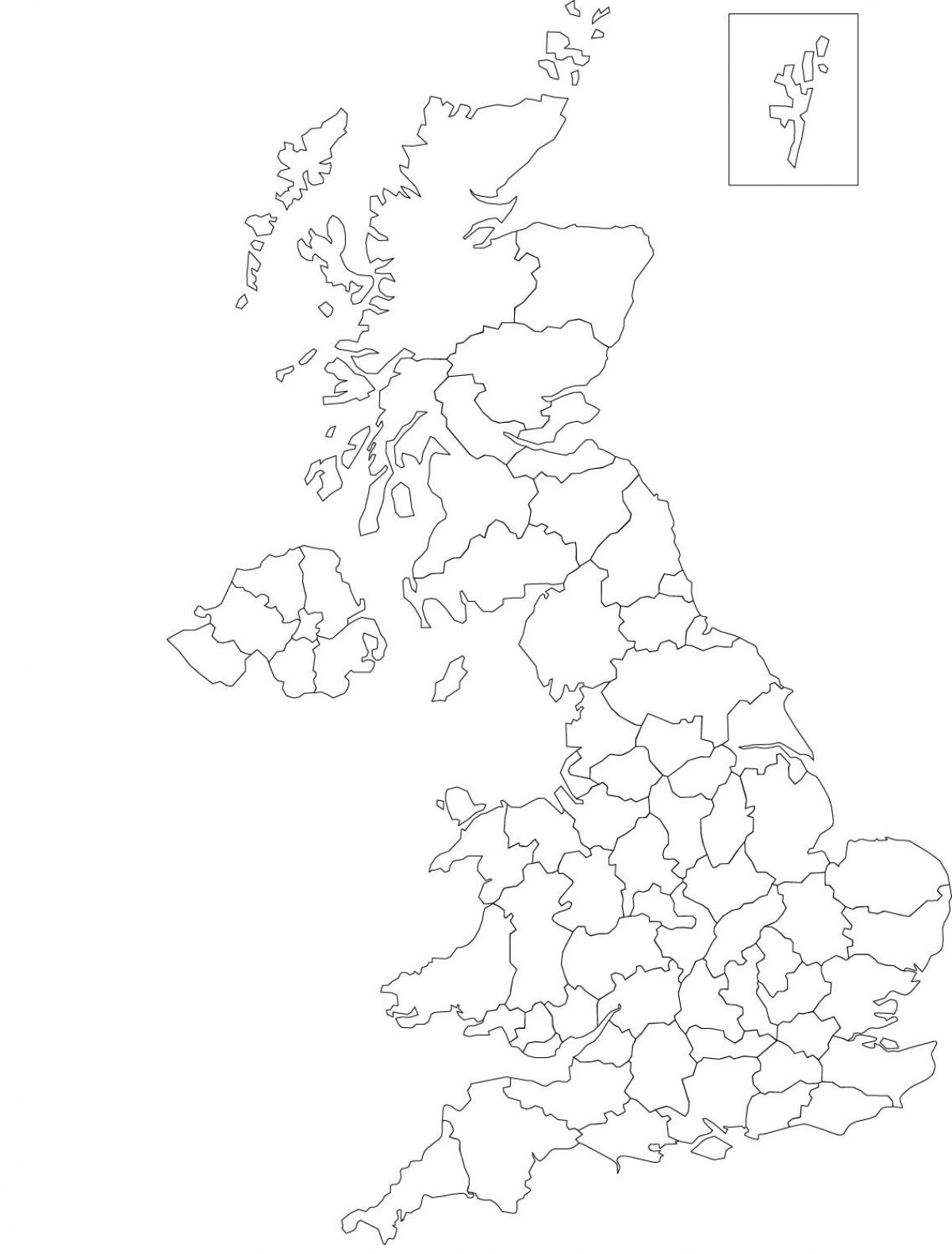 Mapa konturowa Zjednoczonego Królestwa (UK)