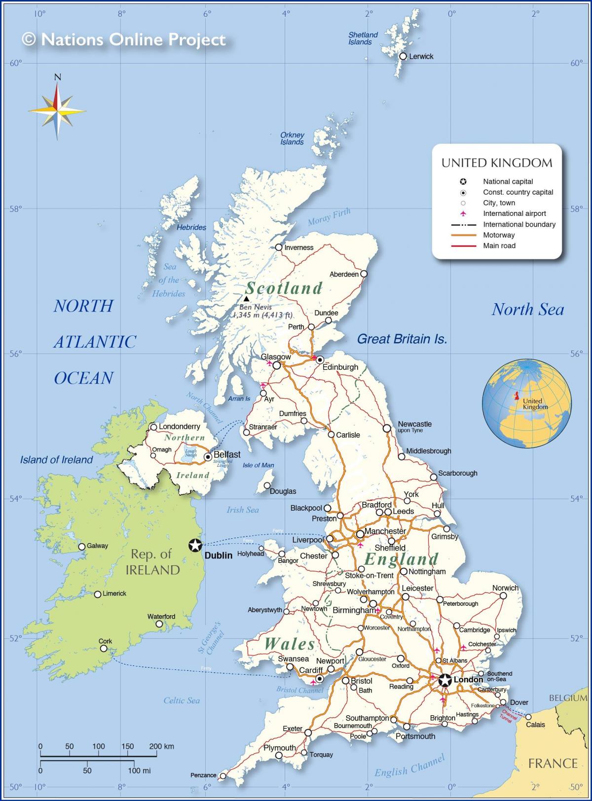 Mapa kraju Zjednoczone Królestwo (UK)