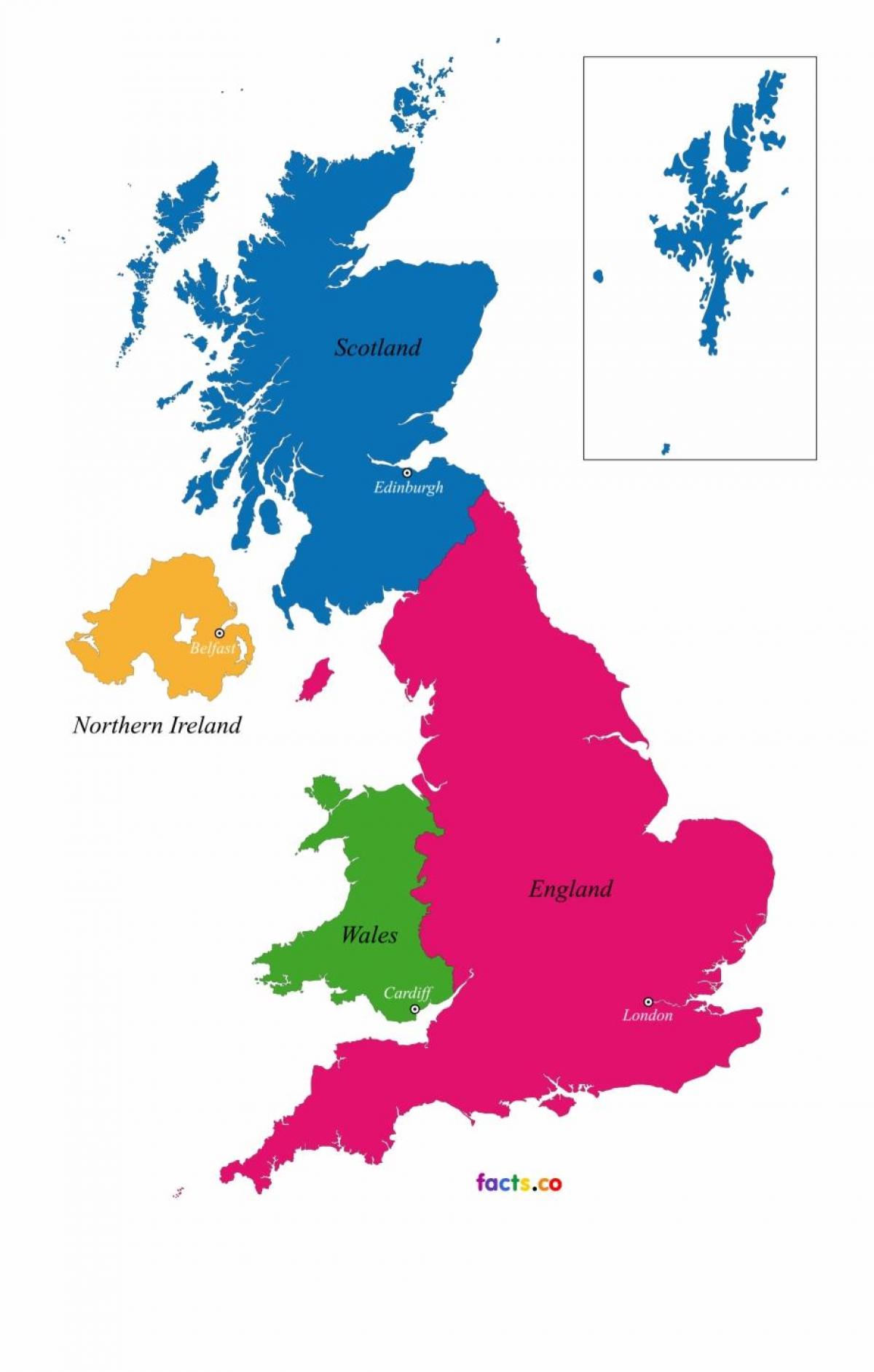 Mapa stanu Zjednoczonego Królestwa (UK)