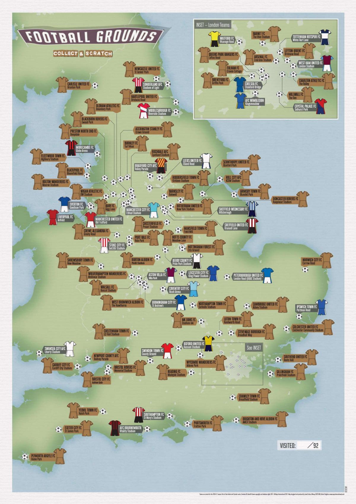 mapa stadionów Zjednoczonego Królestwa (UK)