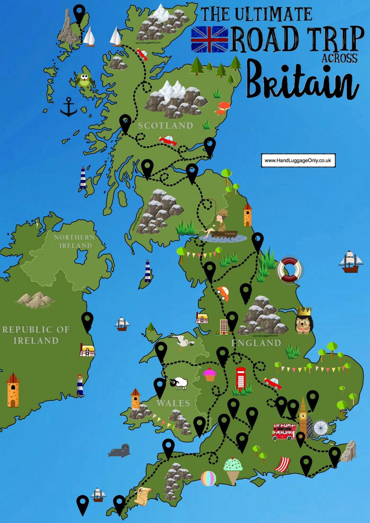 Zjednoczone Królestwo (UK) mapa podróżna